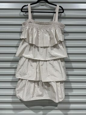 Smocked Tiered Midi Dress in Cream